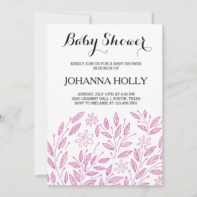 Invitation baby shower en fleur (Devant)
