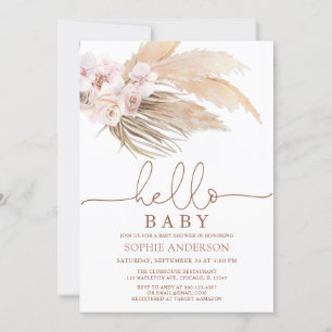 Invitation Baby shower en herbe Boho Pampas du dés