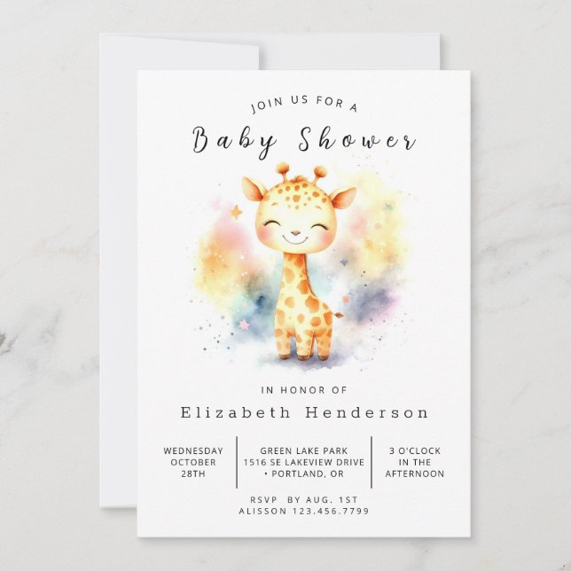 Invitation Baby shower en ligne Chic Giraffe (Devant)