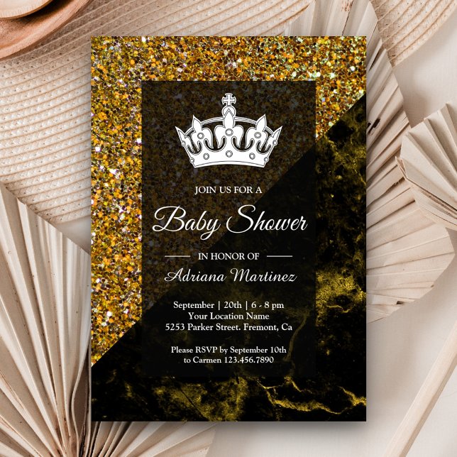 Invitation Baby shower en marbre d'or Faux Gold Parties scint (Créateur téléchargé)