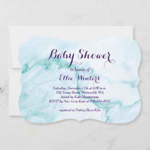 Invitation Baby shower en marbre turquoise