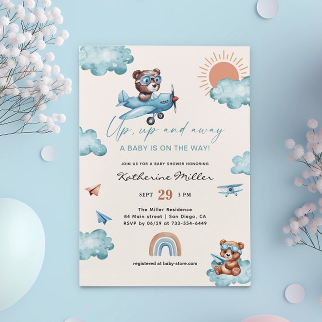 Invitation Baby shower en marche et en marche | Avion (Créateur téléchargé)