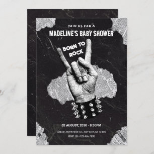 Invitation Baby shower en métal Black Rock