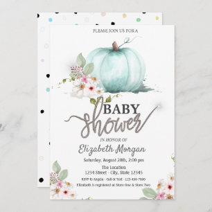 Invitation Baby shower en pointillé Citrouille aquarelle