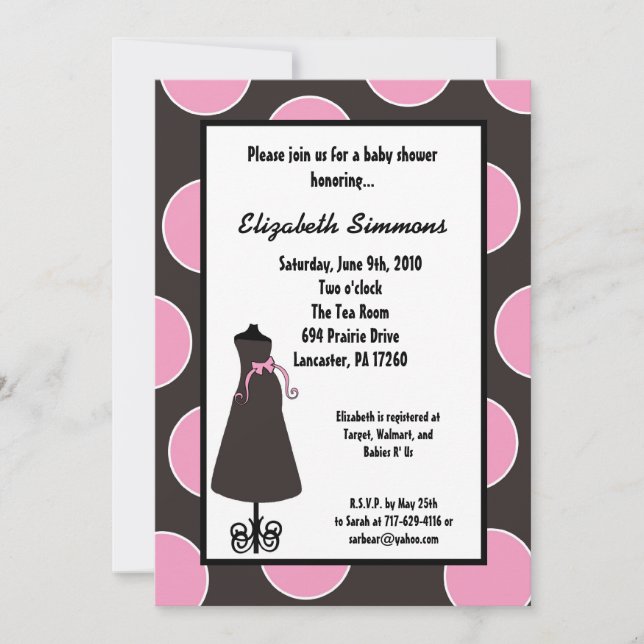 Invitation Baby shower en silhouette rose gris 5x7 (Devant)