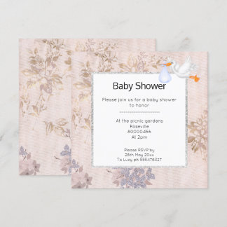 Invitation Baby shower EN STORE MODERNE ROSE ET ROSE OR BLEU