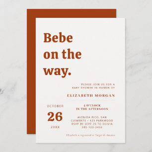 Invitation Baby shower en terre cuite Boho Neutre Sexe Simple