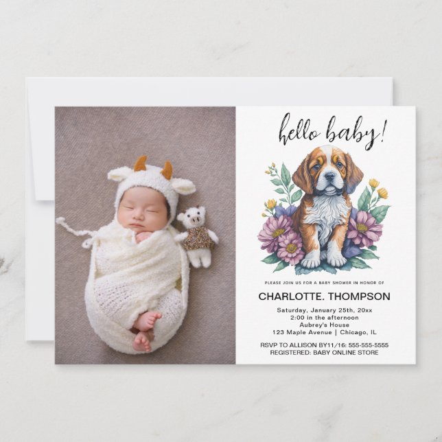 Invitation Baby shower en terre cuite de Chien de Chien de Ch (Devant)