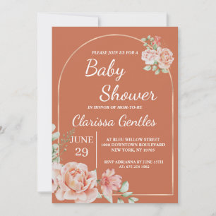 Invitation Baby shower en terre cuite florale