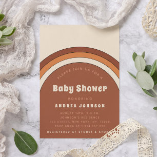 Invitation Baby shower en terre cuite Retro les années 70 Rai