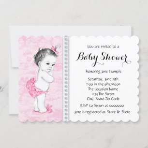 Invitation Baby shower en toile rose