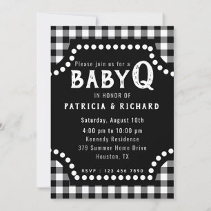 Invitation Baby shower En vichy bébé noir et blanc rustique