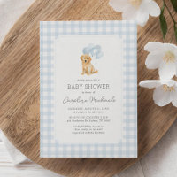 Baby shower En vichy bleu Golden Retriever
