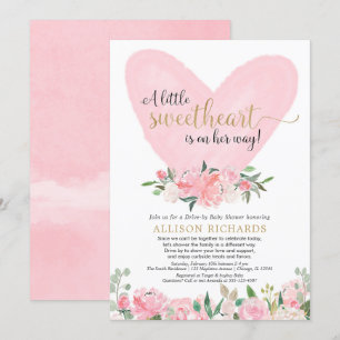 Invitation baby shower en voiture, fille de la Saint Valentin