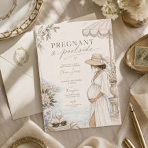 Baby shower enceinte au bord de la piscine