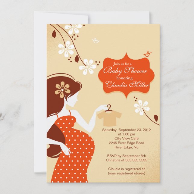 Invitation Baby shower enceinte moderne chic de maman (Devant)