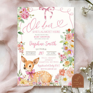 Invitation Baby shower Enchanted Forest Deer Girl