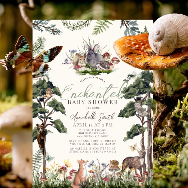 Invitation Baby shower Enchanted Forest Woodland Animaux (Créateur téléchargé)