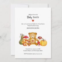 Invitation Baby shower Enchantée Autumn Teddy Bear