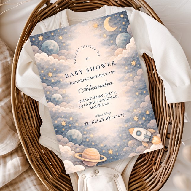 Invitation Baby Shower Espace Neutre Stellaire (Créateur téléchargé)