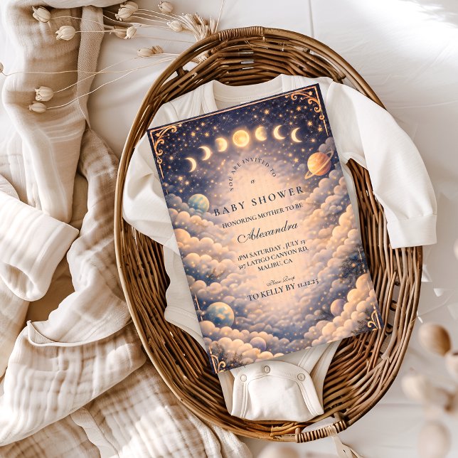 Invitation Baby Shower Espace Phases de la Lune (Créateur téléchargé)