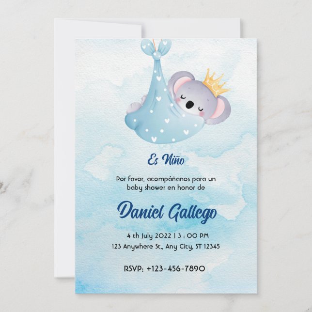 Invitation Baby shower espagnol (Devant)