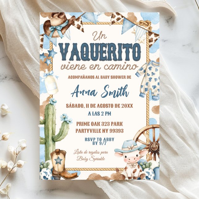 Invitation Baby Shower espagnol Blue Vaquerito (Créateur téléchargé)