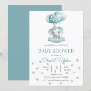 Invitation Baby shower espagnol des éléphants