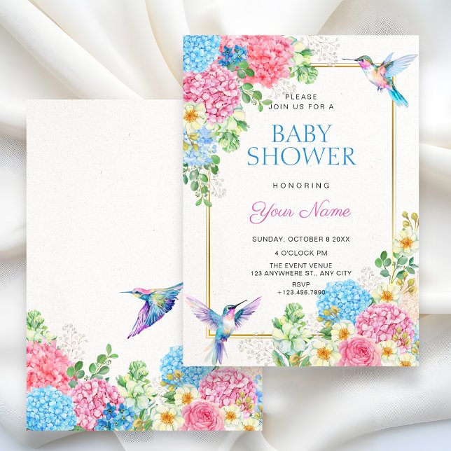 Invitation Baby shower esthétique oiseaux floraux (Créateur téléchargé)
