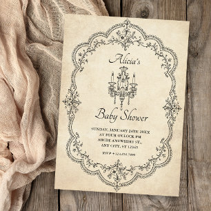 Invitation Baby-shower esthétique vintage