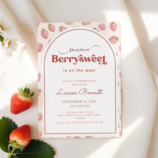 Invitation Baby Shower Estival Fraise Sucré (Créateur téléchargé)
