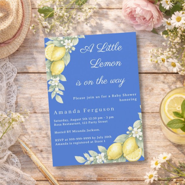 Invitation Baby Shower été bleu citron (Créateur téléchargé)