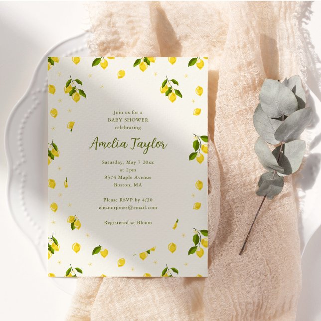 Invitation Baby Shower Été Fruit Citron Clair (Créateur téléchargé)
