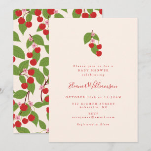 Invitation Baby shower été Vintage Red Cherries Boho 
