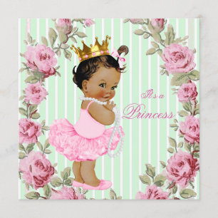 Invitation Baby shower ethnique Ballerina de Mint Green Rose