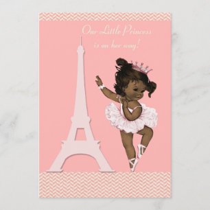 Invitation Baby shower ethnique Ballerina Eiffel Tour Chevron