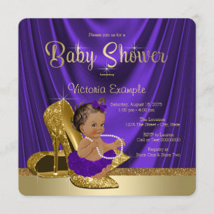Invitation Baby Shower Ethnique Ballerine Violet Chaussure Do