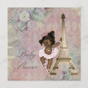 Invitation Baby shower ethnique chic de princesse Ballerina
