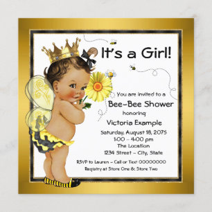 Invitation Baby shower ethnique d'abeille de fille