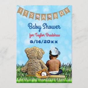 Invitation Baby shower ethnique de baseball masculin