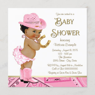 Invitation Baby shower ethnique de cow-girl