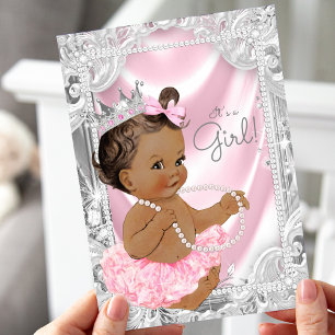 Invitation Baby shower ethnique de fille afro-américaine