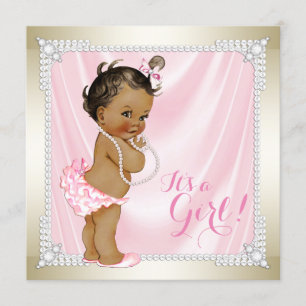 Invitation Baby shower ethnique de filles roses de Diamonds P