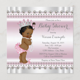 Invitation Baby shower ethnique de la princesse afro-américai