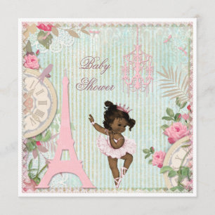 Invitation Baby shower ethnique de princesse Ballerina Shabby