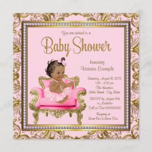 Invitation Baby shower ethnique de tutu de chaise d'or de