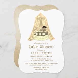 Invitation Baby shower Ethnique En Or Lit Garçon Ou Fille Inv