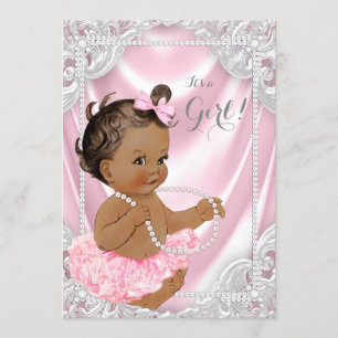 Invitation Baby shower ethnique féminine de Pink Satin Pearl