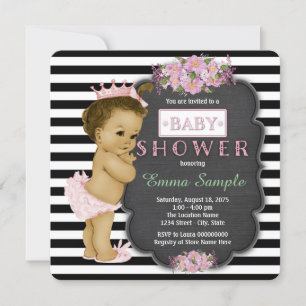 Invitation Baby Shower Ethnique Fille sur Tableau Noir Vintag