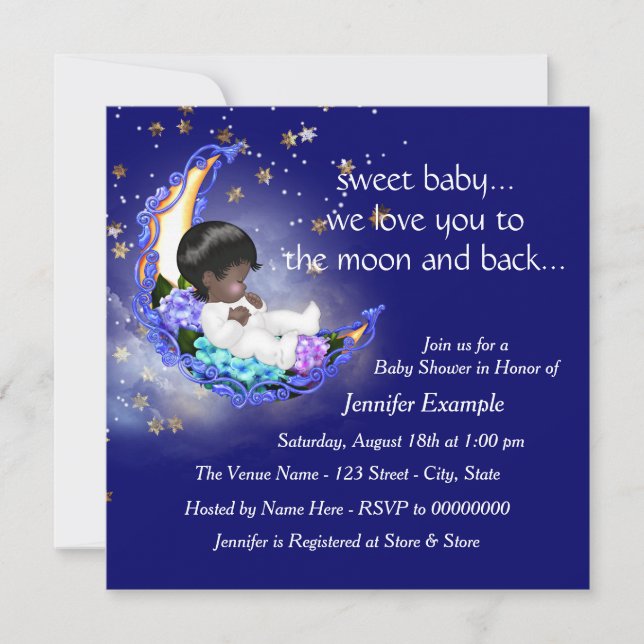 Invitation Baby Shower Ethnique Lune et Retour (Devant)